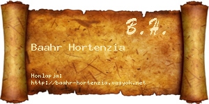 Baahr Hortenzia névjegykártya